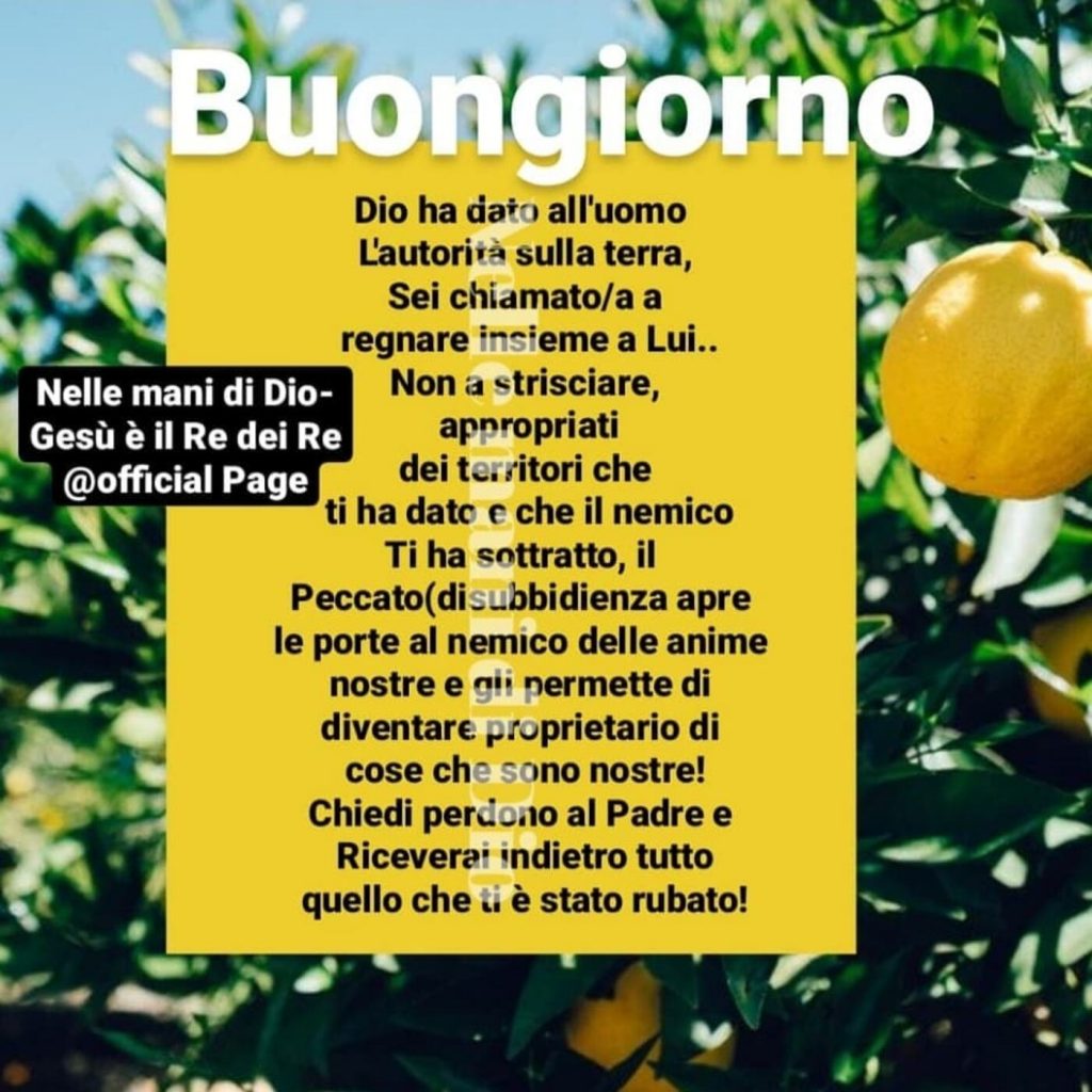 Buongiorno. Dio ha dato all'uomo l'autorità sulla terra, sei chiamato-a a regnare insieme a Lui... Non a strisciare, appropriati dei territori che ti ha dato...