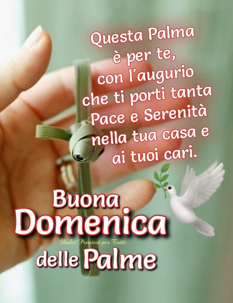 Questa palma è per te, con l'augurio che ti porti tanta Pace e Serenità nella tua casa e ai tuoi cari. Buona Domenica delle Palme