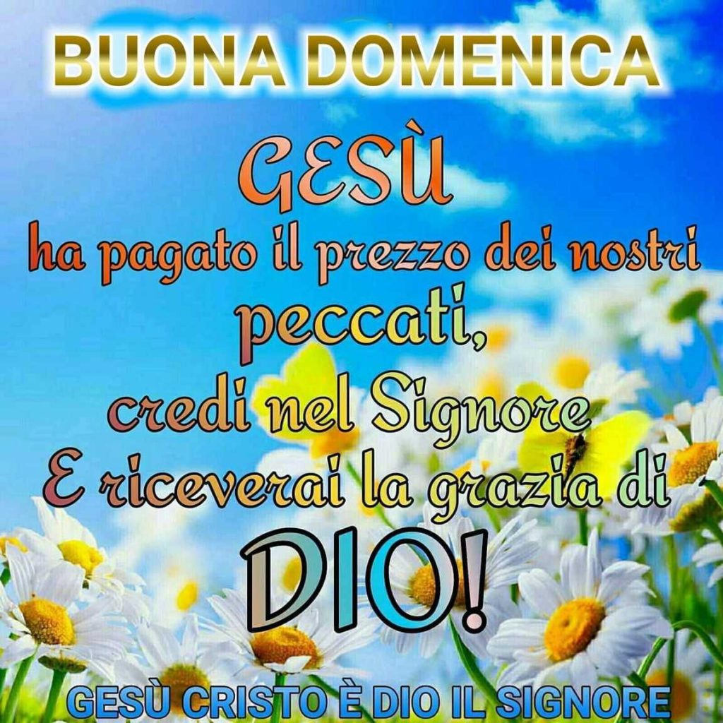 BUONA DOMENICA. Gesù ha pagato il prezzo dei nostri peccati, credi nel Signore e riceverai la grazia di Dio!