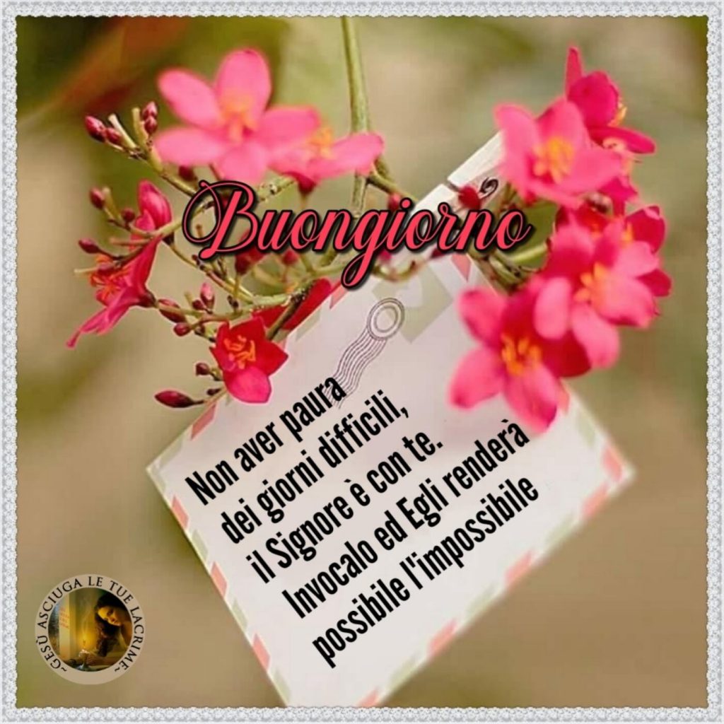 Buongiorno. Non avere paura dei giorni difficili, il Signore è con te. Invocalo ed Egli renderà possibile l'impossibile.