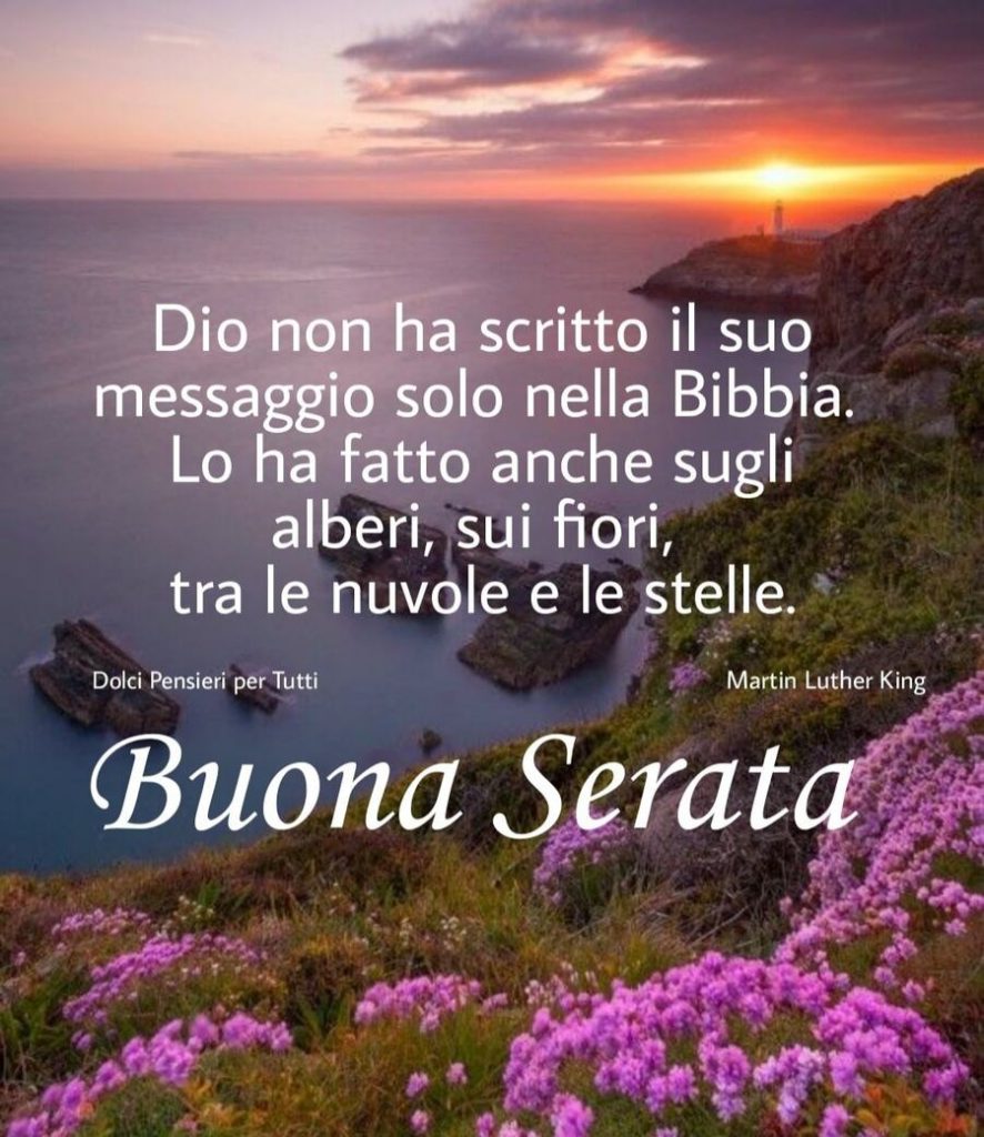 "Dio non ha scritto il suo messaggio solo nella Bibbia. Lo ha fatto anche sugli alberi, sui fiori, tra le nuvole e le stelle." (Martin Luther King) Buona Serata