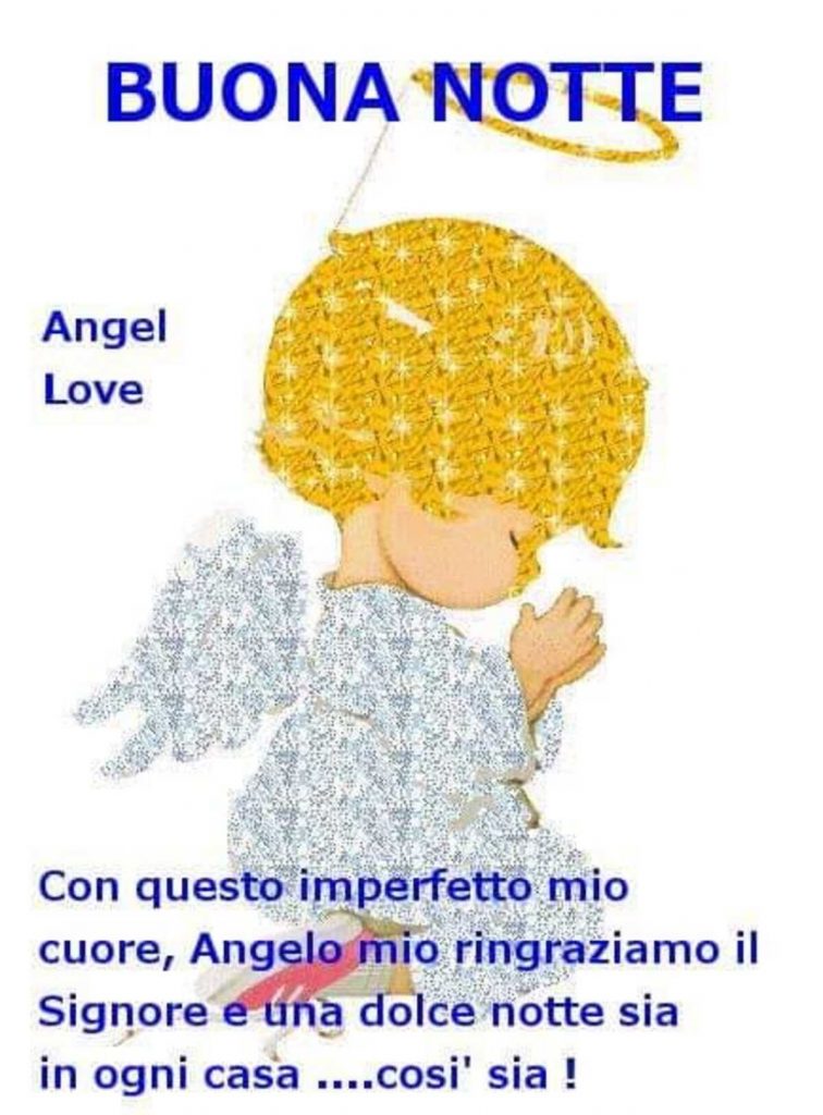 BUONA NOTTE. Con questo imperfetto mio cuore, Angelo mio ringraziamo il Signore e una dolce notte sia in ogni casa... così sia !