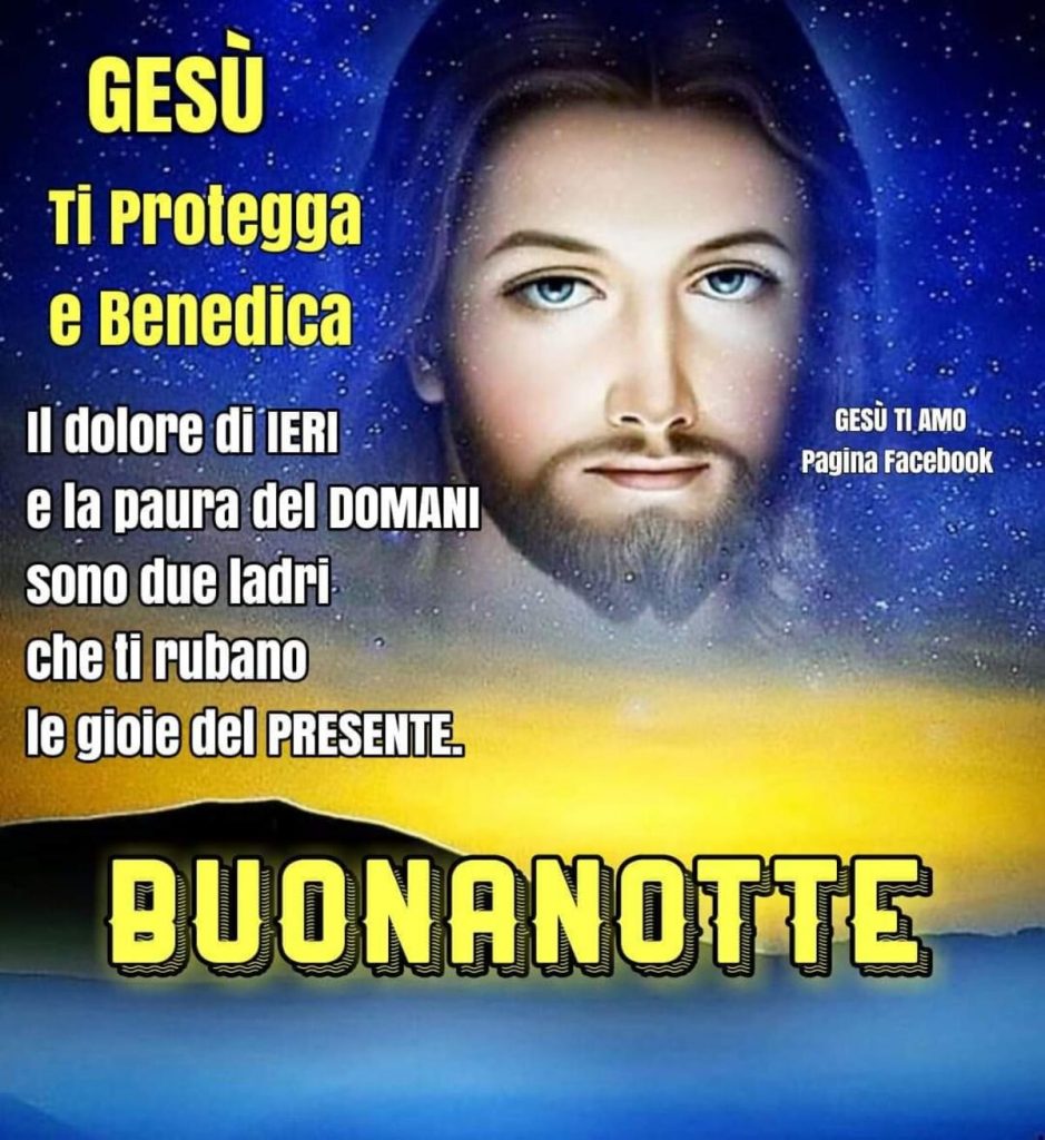 Gesù ti protegga e ti benedica. Il dolore di ieri e la paura di domani sono due ladri che ti rubano le gioie del presente. BUONANOTTE