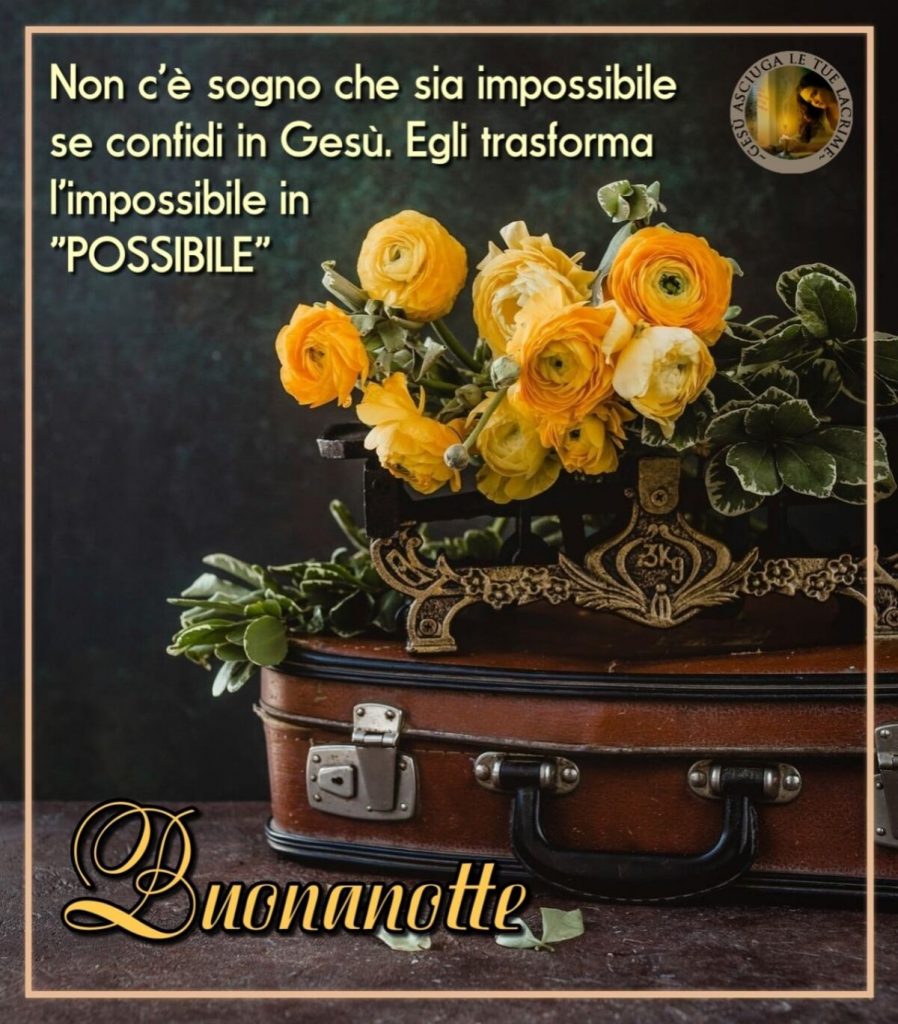 Non c'è sogno che sia impossibile se confidi in Gesù. Egli trasforma l'impossibile in "POSSIBILE". Buonanotte