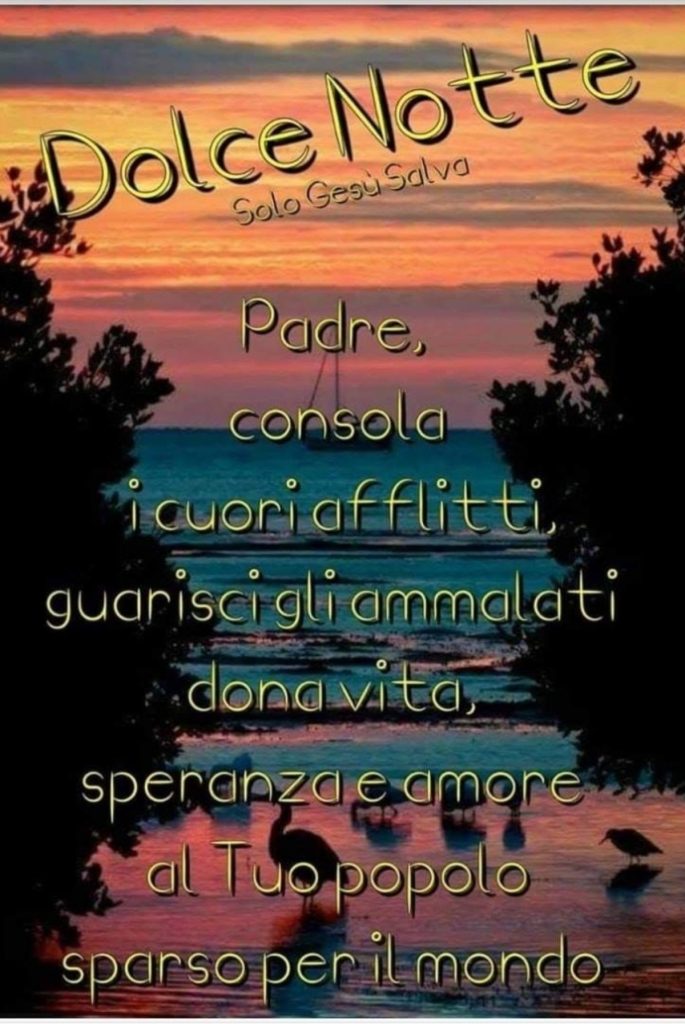 Dolce Notte. Padre, consola i cuori afflitti, guarisci gli ammalati, dona vita, speranza e amore al Tuo popoli sparso nel mondo