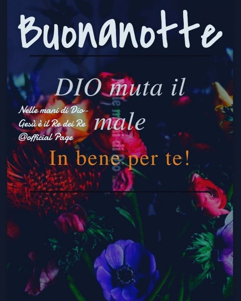 Buonanotte. Dio muta il male in bene per te !