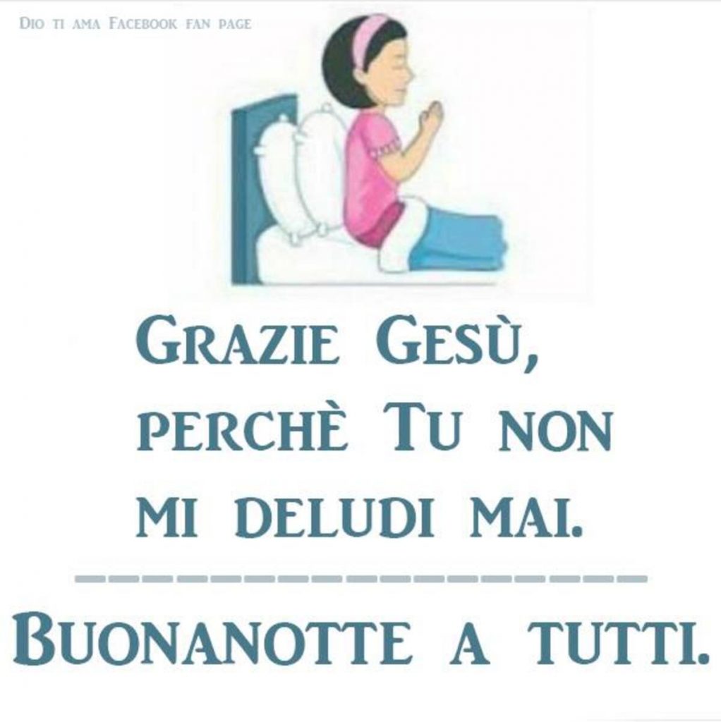 Grazie, Gesù, perché Tu non mi deludi mai. Buonanotte a tutti