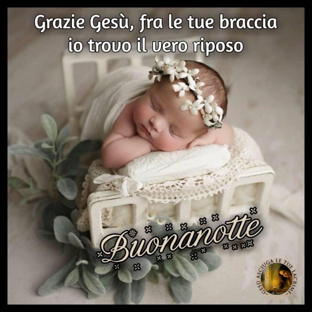 Grazie Gesù, fra le tue braccia io trovo il vero riposo. Buonanotte