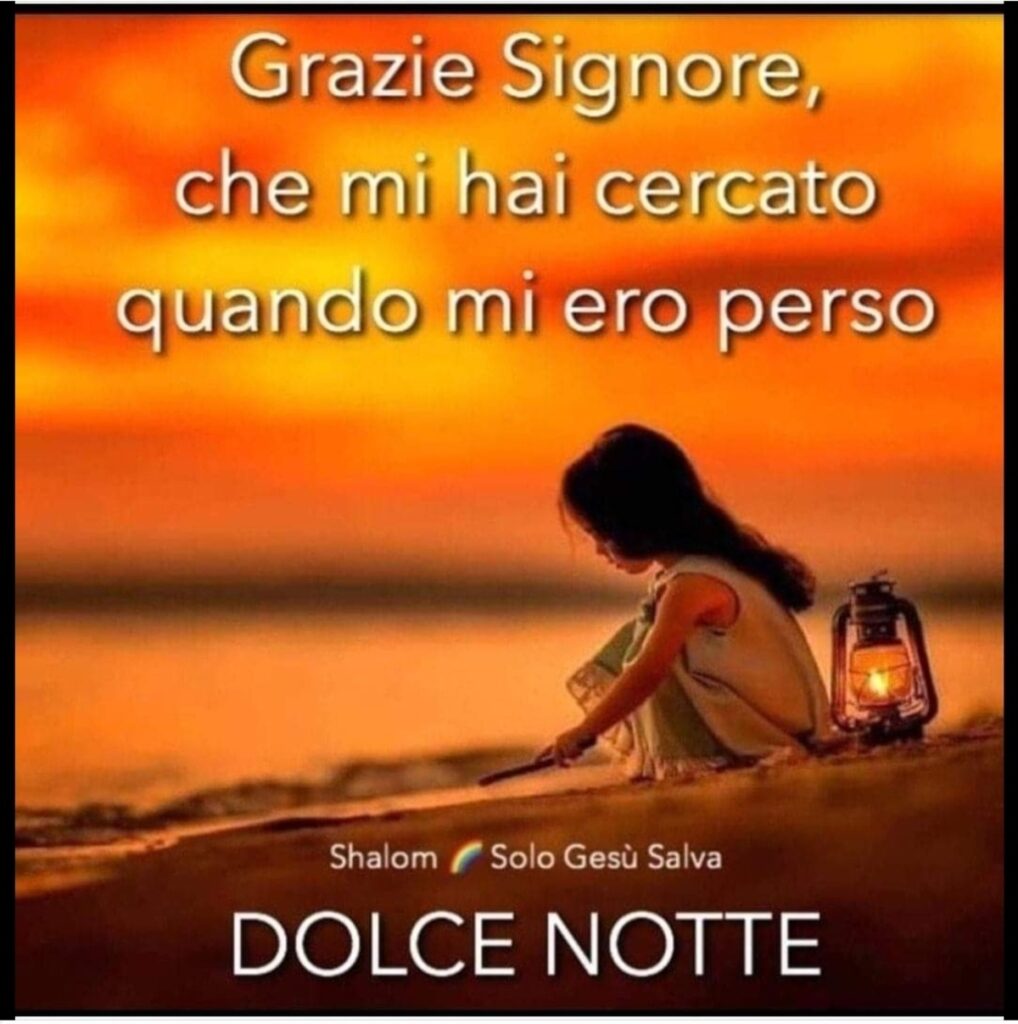 Grazie Signore, che mi hai cercato quando mi ero perso. DOLCE NOTTE