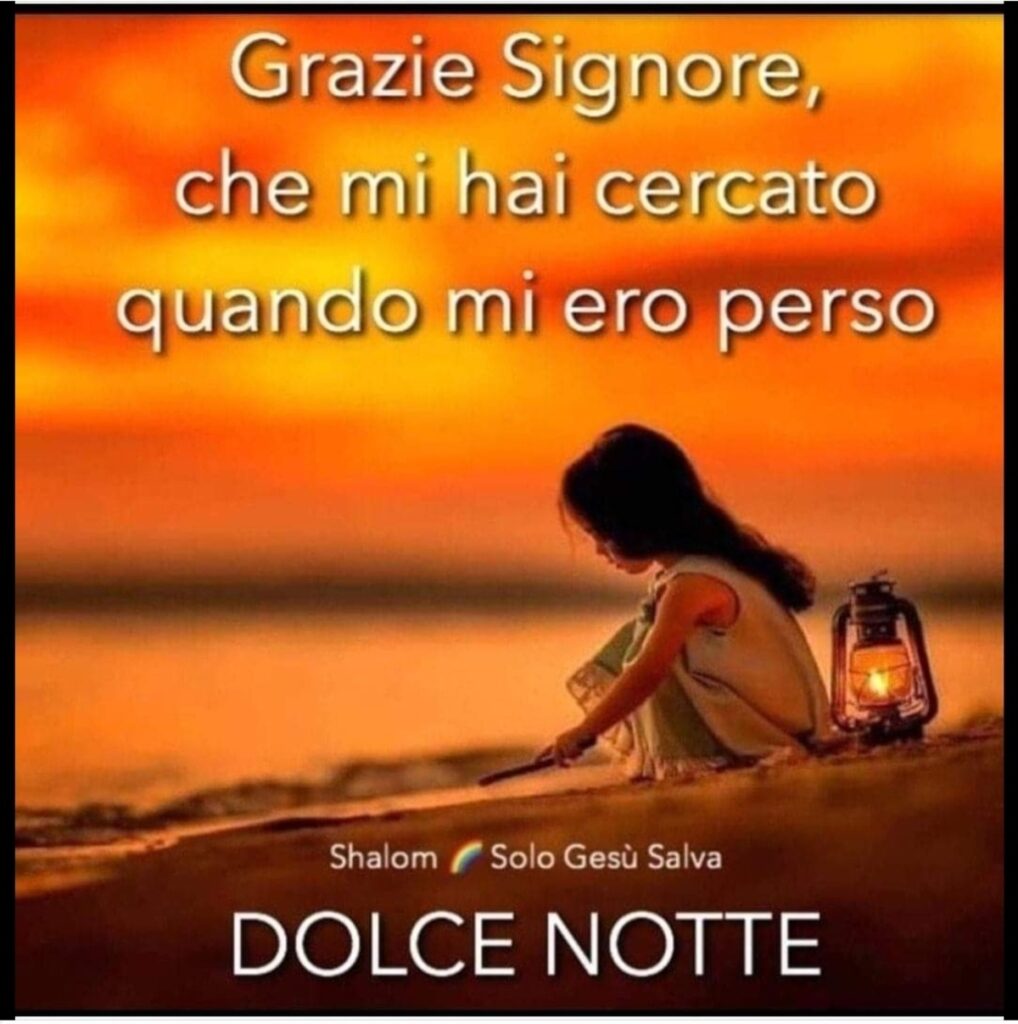 Grazie Signore, che mi hai cercato quando mi ero perso. DOLCE NOTTE