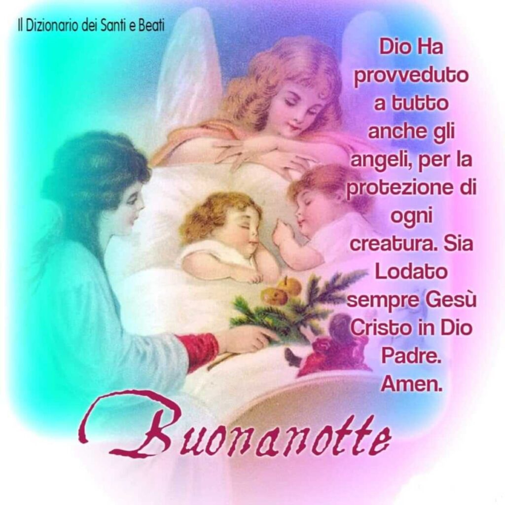 Dio ha provveduto a tutto anche gli angeli, per la protezione di ogni creatura. Sia lodato sempre Gesù Cristo in Dio Padre. Amen Buonanotte