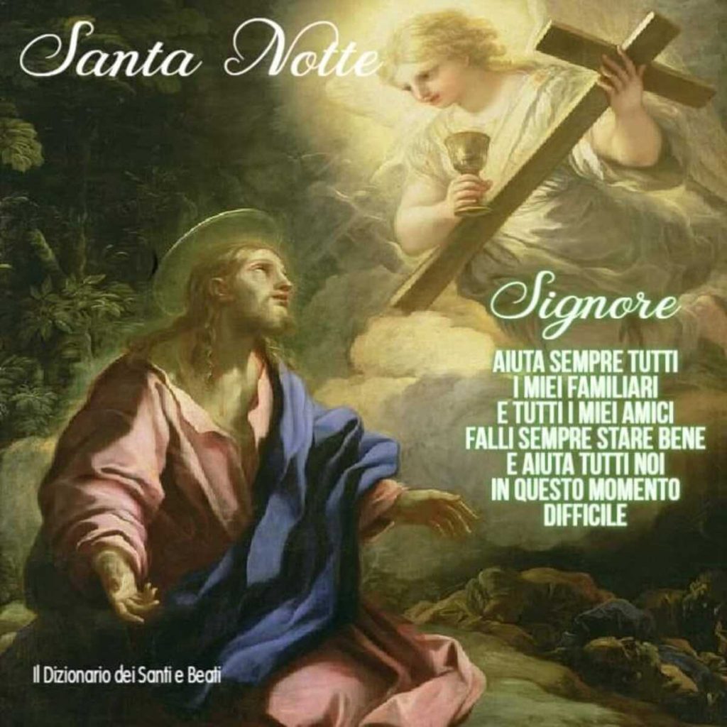 Santa Notte. Signore, aiuta sempre tutti i miei familiari e tutti i miei amici, falli sempre stare bene e aiuta tutti noi in questo momento difficile. (Il dizionario dei Santi e dei Beati)
