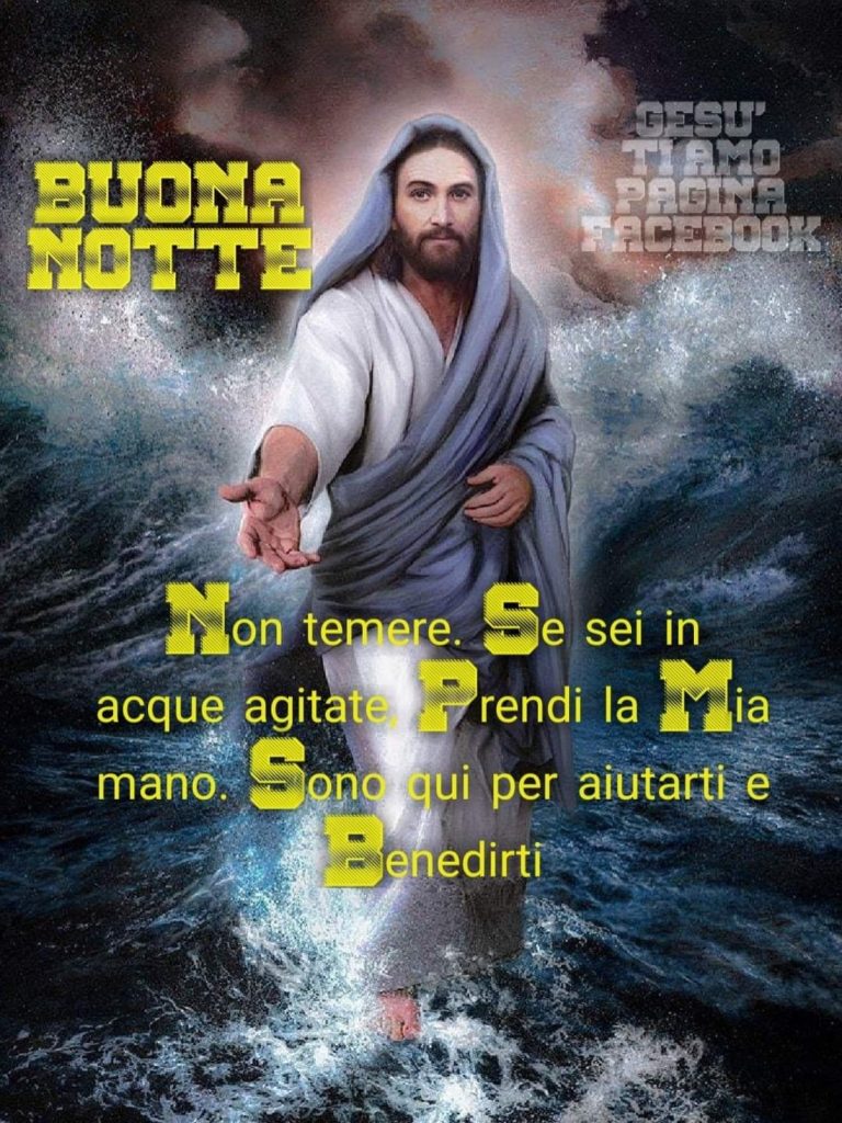 BUONA NOTTE. Non temere. Se sei in acque agitate, prendi la mia mano, sono qui per aiutarti e benedirti.