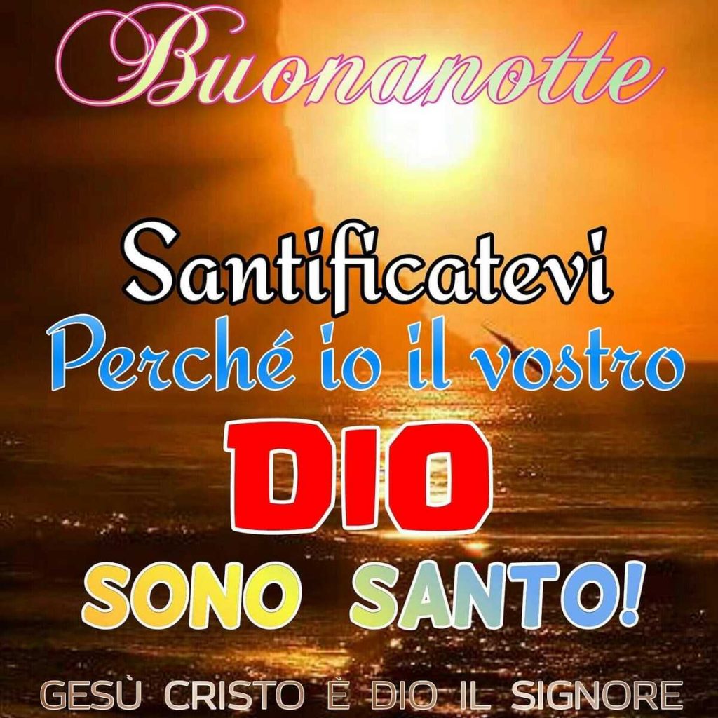 Buonanotte. Santificatevi perché io il vostro Dio sono Santo!