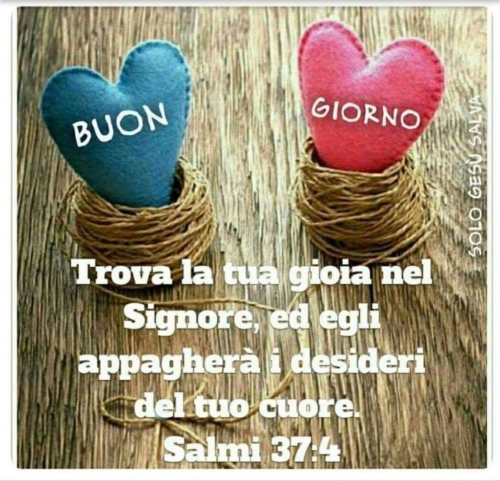 BUON GIORNO. Trova la tua gioia nel Signore, ed egli appagherà i desideri del tuo cuore.