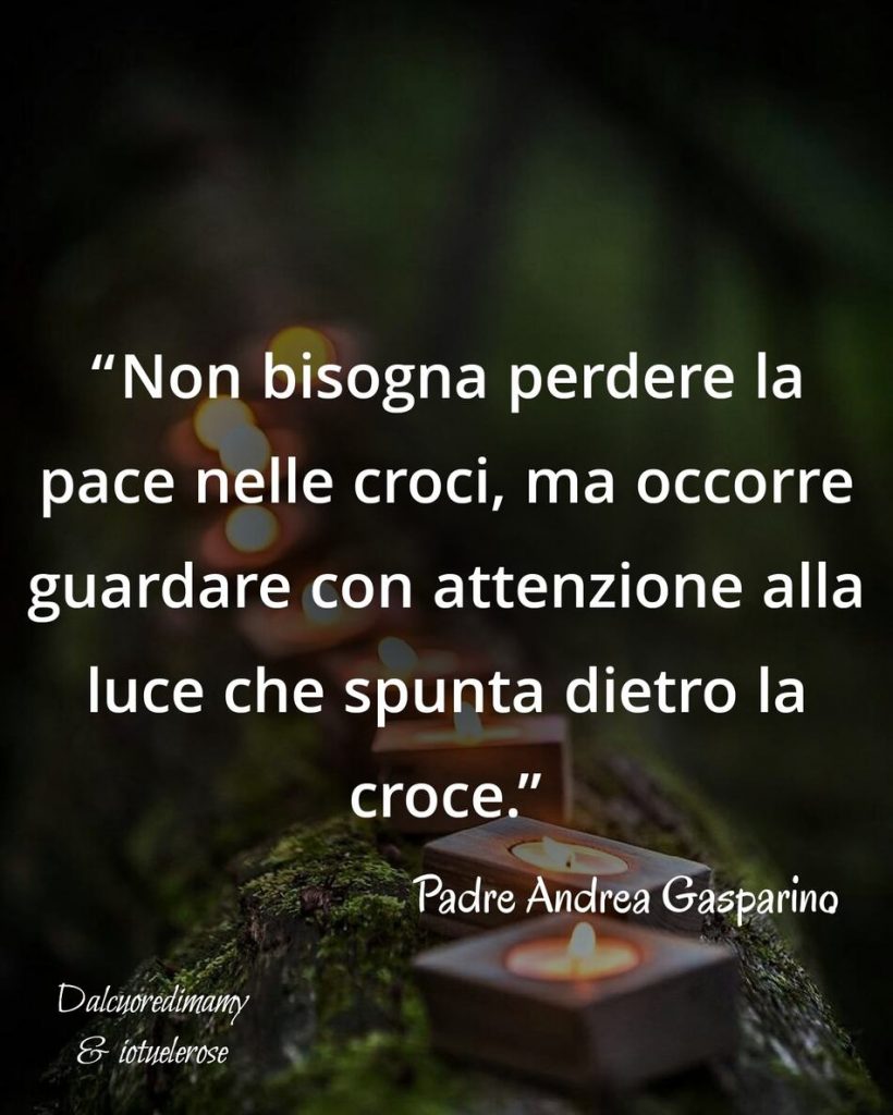 "Non bisogna perdere la pace nelle croci, ma occorre guardare con attenzione alla luce che spunta dietro la croce." (Padre Andrea Gasparino)