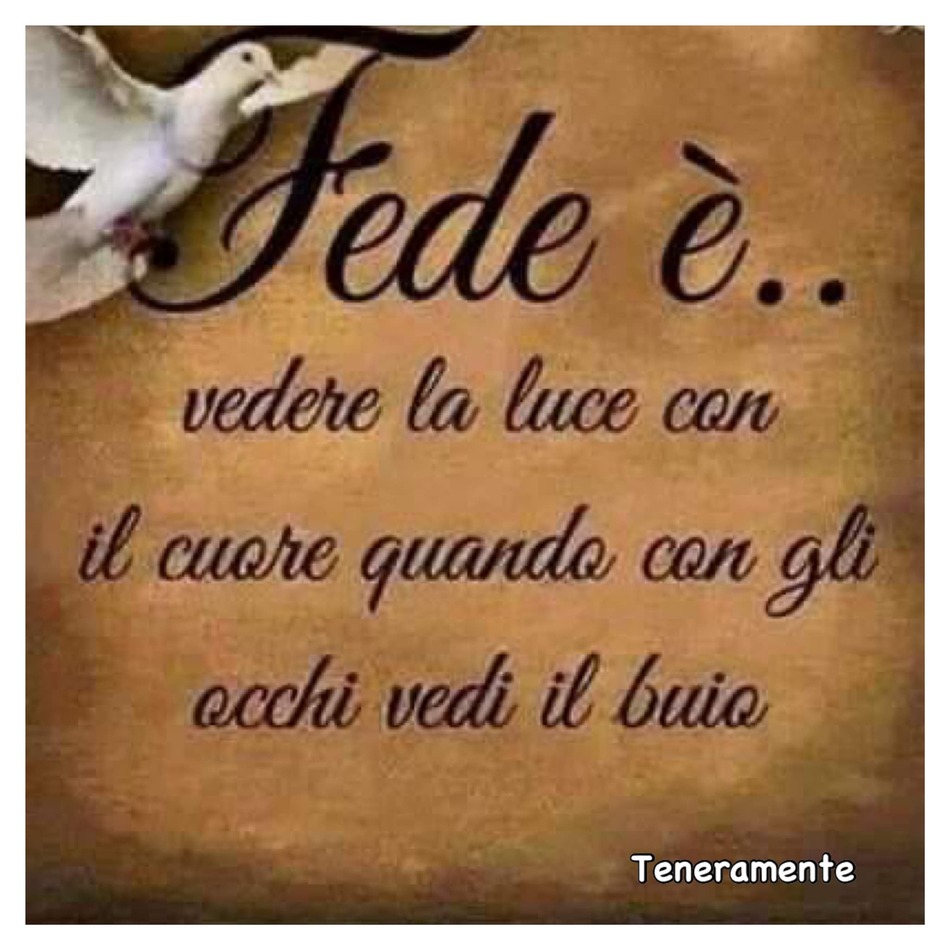Fede è... vedere la luce con il cuore quando con gli occhi vedi il buio. (Teneramente)