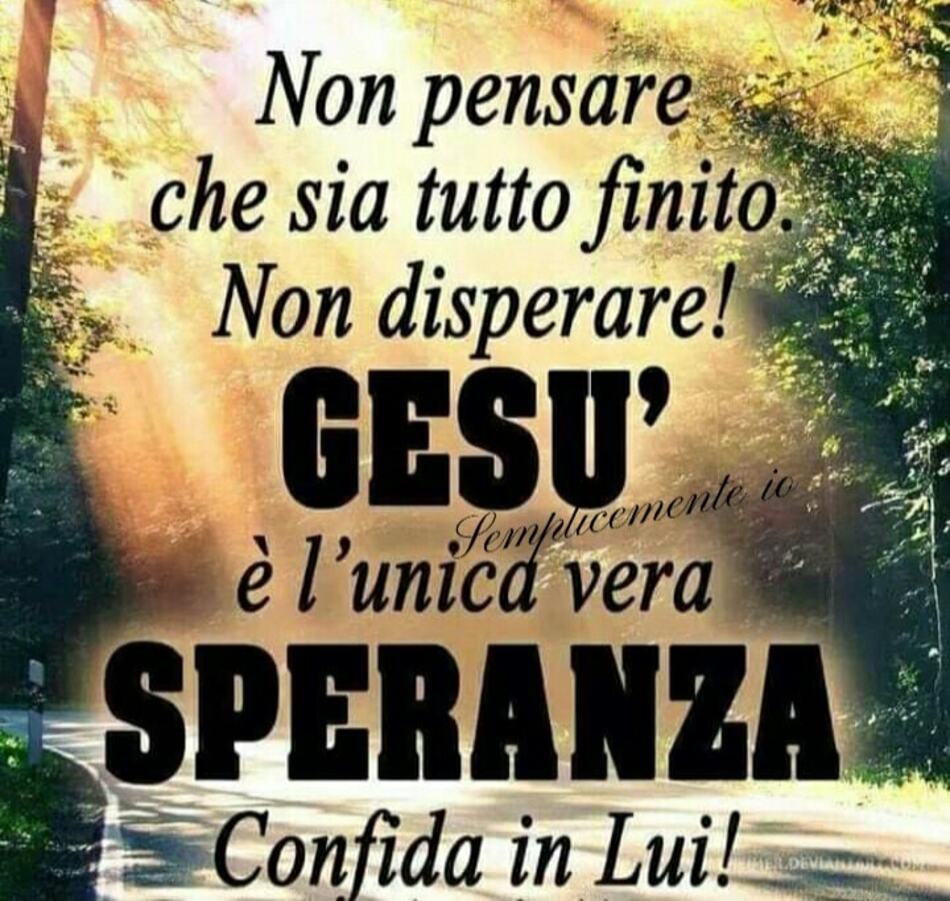 Non pensare che sia tutto finito. Non disperare! Gesù è l'unica speranza, confida in Lui!