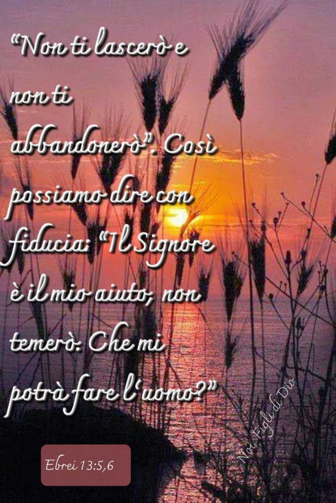 "Non ti lascerò e non ti abbandonerò". Così possiamo dire con fiducia: "Il Signore è il mio aiuto, non temerò. Che mi potrà fare l'uomo?"