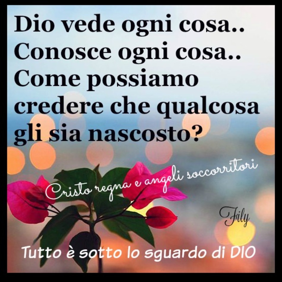 Dio vede ogni cosa... Conosce ogni cosa... Come possiamo credere che qualcosa gli sia nascosto? Tutto è sotto lo sguardo di Dio