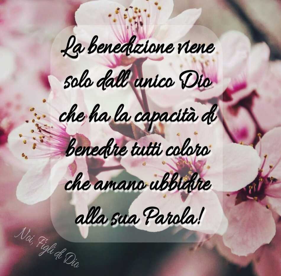 La benedizione viene solo dall'unico Dio che ha la capacità di benedire tutti coloro che amano ubbidire alla sua Parola! (Noi, Figli di Dio)