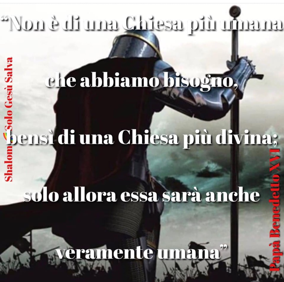 Non è di una chiesa più umana che abbiamo bisogno, bensì di una chiesa più divina, solo allora essa sarà anche veramente umana. (Papa Benedetto XVI)