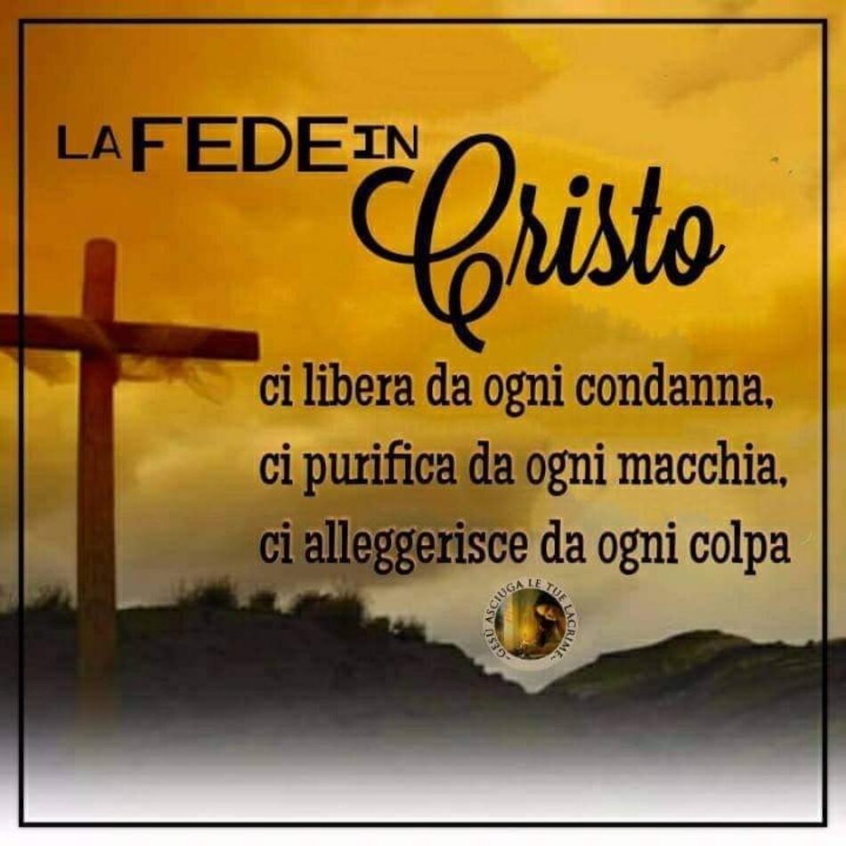 La fede in Cristo ci libera da ogni condanna, ci purifica da ogni macchia, ci alleggerisce da ogni colpa.