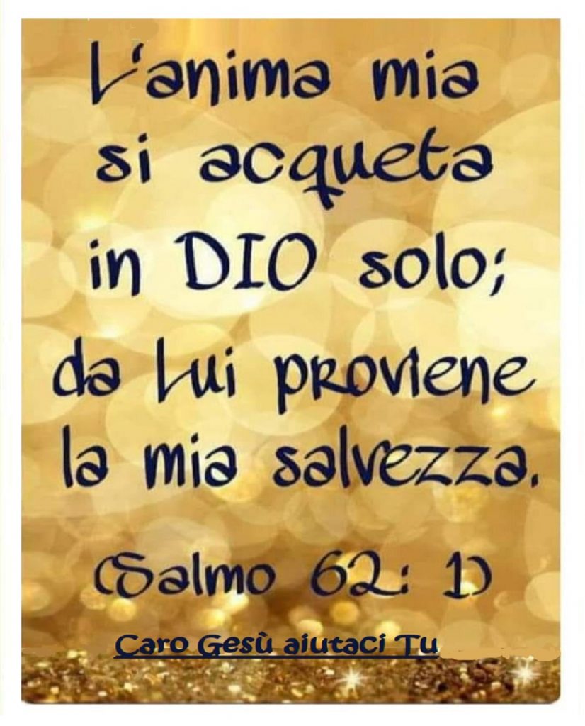 L'anima mia si acqueta in Dio solo: da lui proviene la mia salvezza. (Salmo 62:1)