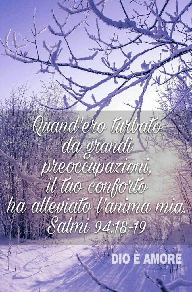 Quand'ero turbato da grandi preoccupazioni, il Tuo conforto ha alleviato l'anima mia. (Salmi 94:18-19)