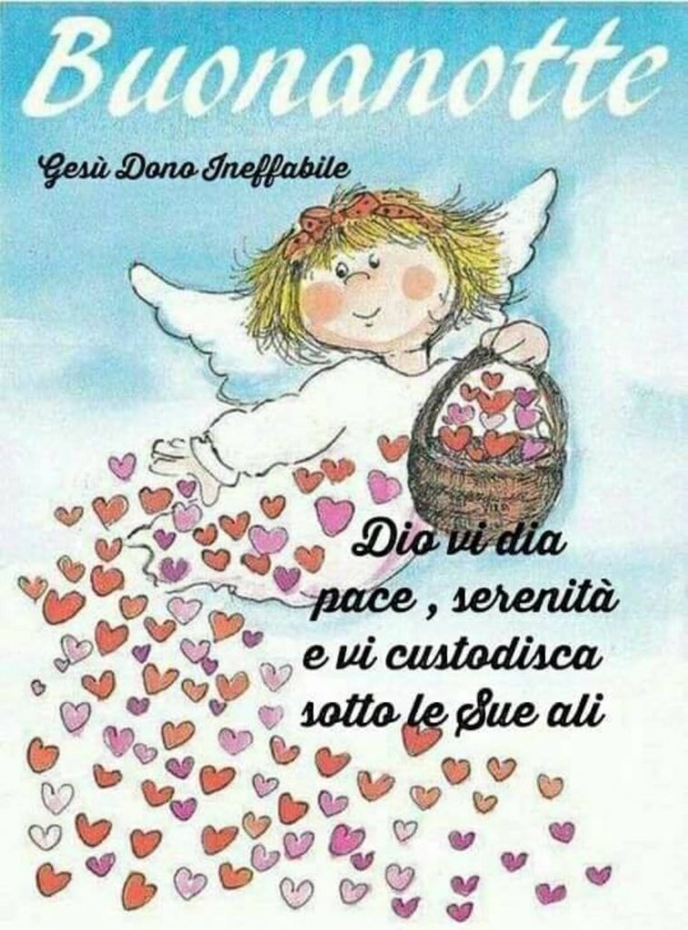 Buonanotte. Dio vi dia pace, serenità e vi custodisca sotto le Sue ali