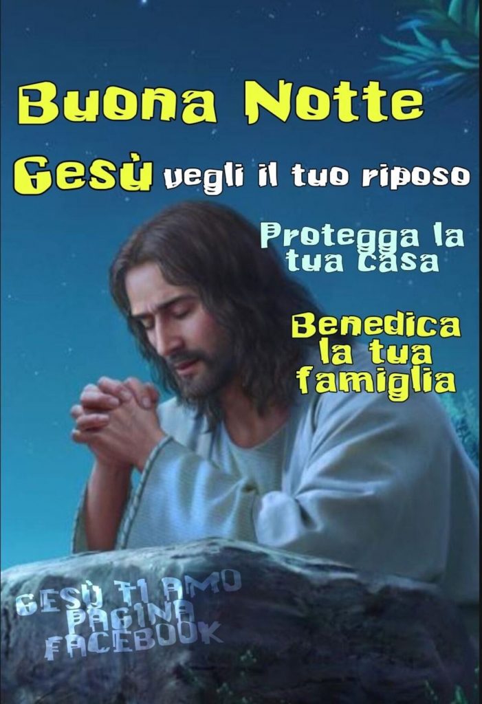 Buona Notte. Gesù vegli il tuo riposo. Protegga la tua casa. Benedica la tua famiglia