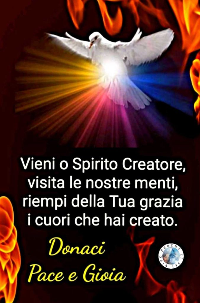 Vieni o Spirito Creatore, visita le nostre menti, riempi della Tua grazia i cuori che hai creato. Donaci Pace e Gioia