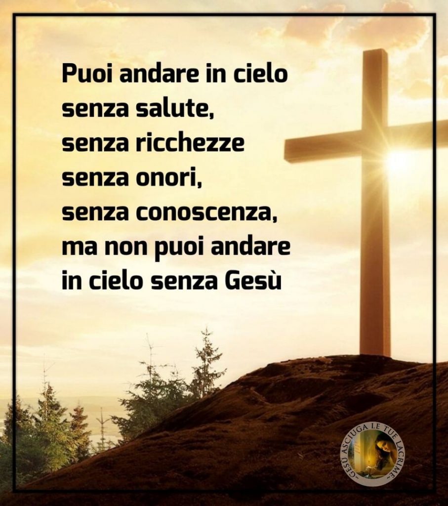 Puoi andare in cielo senza salute, senza ricchezze, senza onori, senza conoscenza, ma non puoi andare in cielo senza Gesù