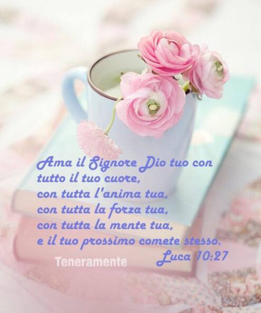 Ama il Signore Dio con tutto il tuo cuore, con tutta l'anima tua, con tutta la forza tua, con tutta la mente tua, e il tuo prossimo come te stesso. (Luca 10:27)