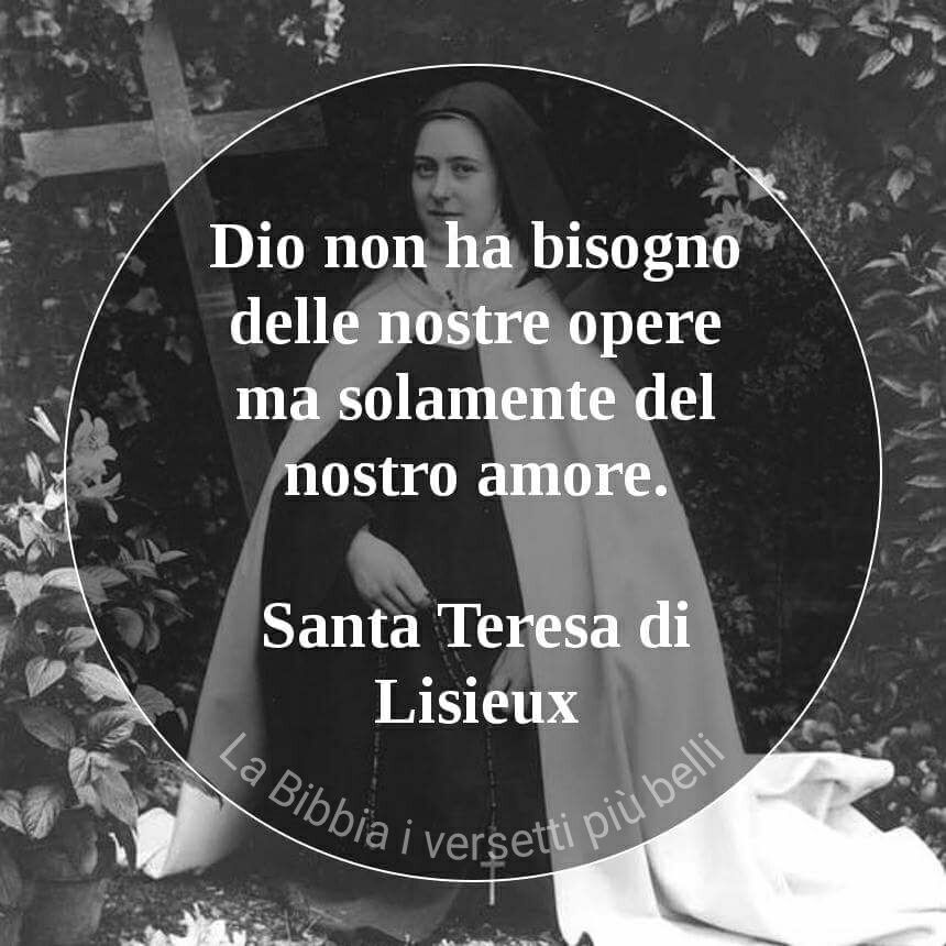 Dio non ha bisogno delle nostre opere ma solamente del nostro amore. (Santa Teresa di Lisieux)