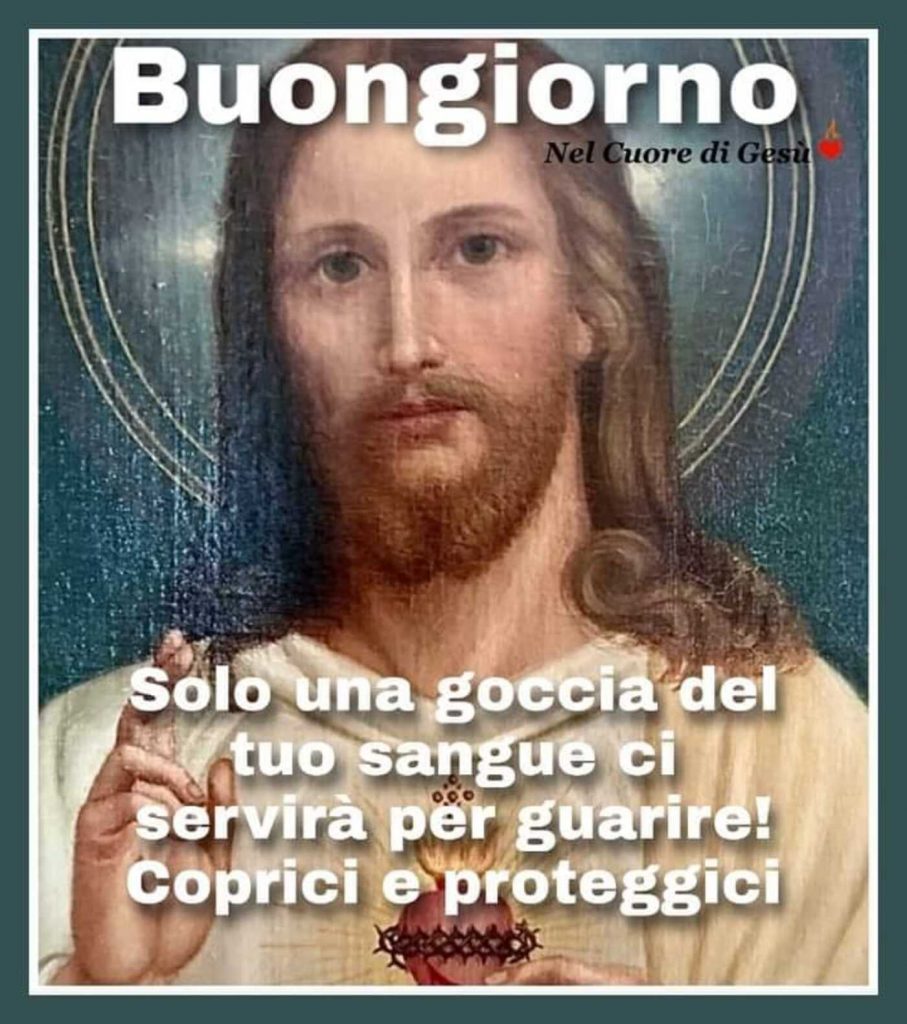 Buongiorno. Solo una goccia del Tuo sangue ci servirà per guarire! Coprici e proteggici!