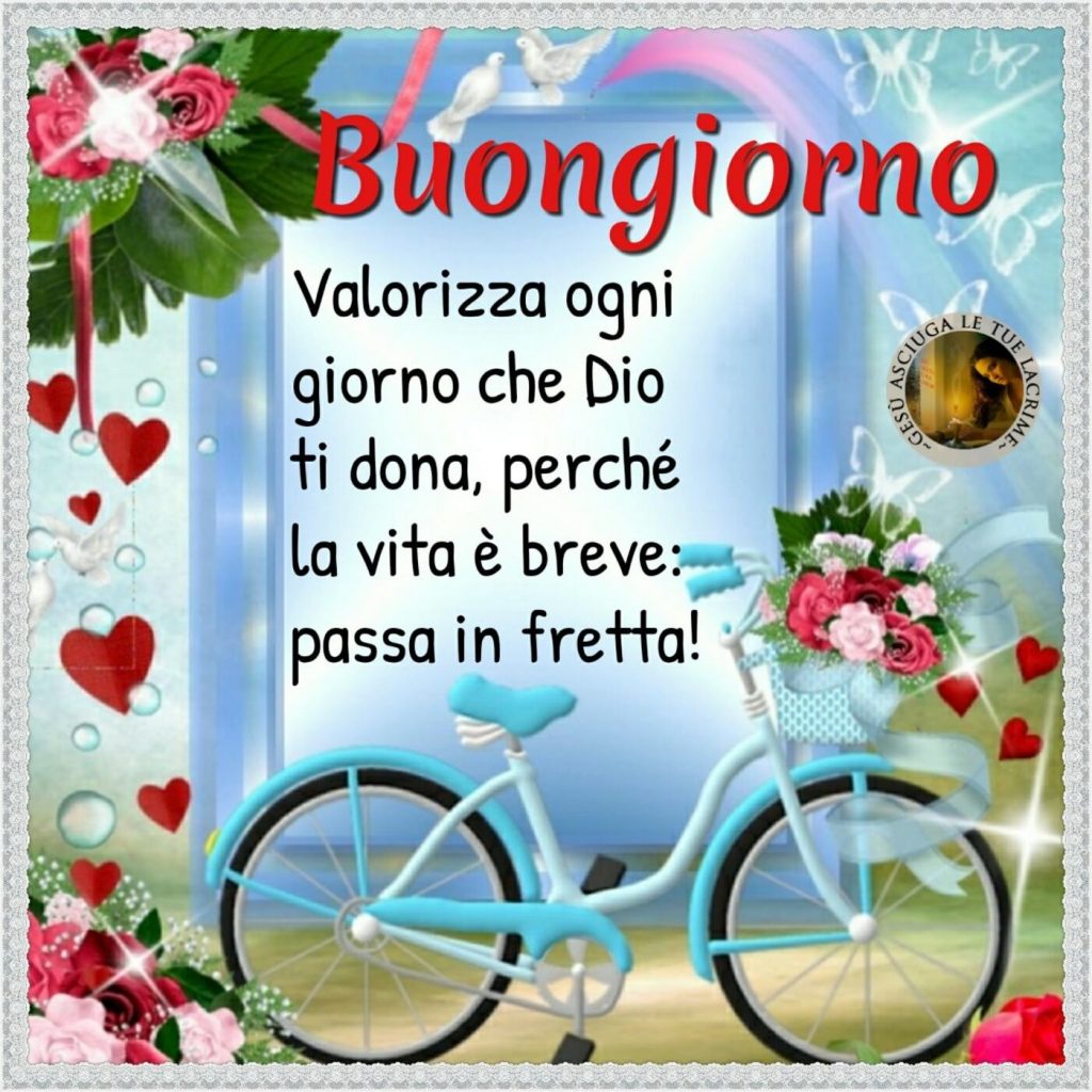 Buongiorno. Valorizza ogni giorno che Dio ti dona, perché la vita è breve: passa in fretta!