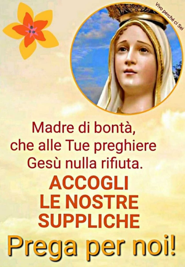 Madre di bontà, che alle Tue preghiere Gesù nulla rifiuta. ACCOGLI LE NOSTRE SUPPLICHE! PREGA PER NOI !!