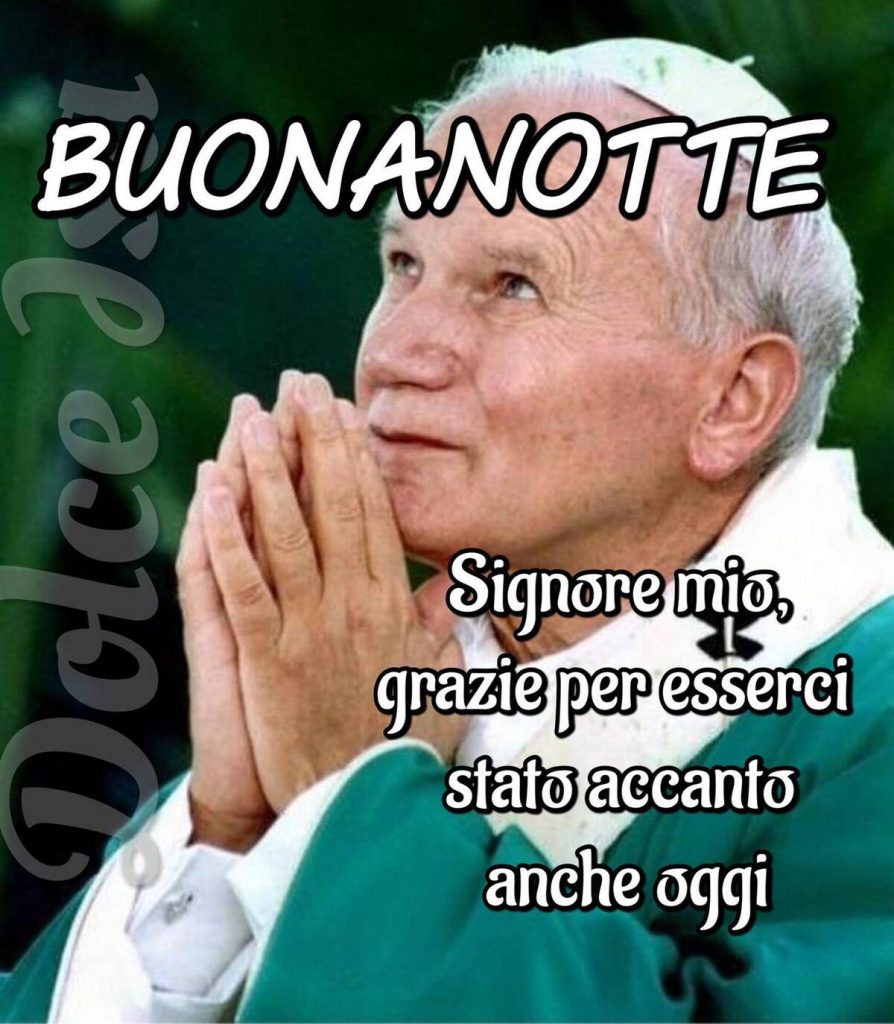 Buonanotte. Signore mio, grazie per esserci stato accanto anche oggi