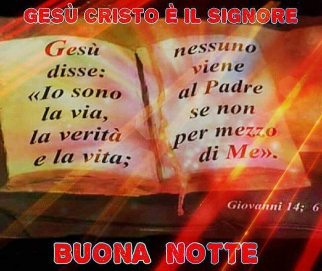 Gesù disse: "Io sono la via, la verità e la vita; nessuno viene al Padre se non per mezzo di me." BUONA NOTTE