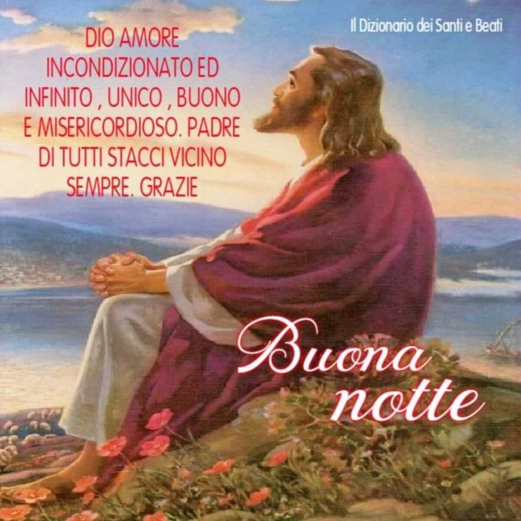 Dio amore incondizionato e infinito, unico, buono e misericordioso, Padre di tutti, stacci vicino sempre. Grazie. Buona notte