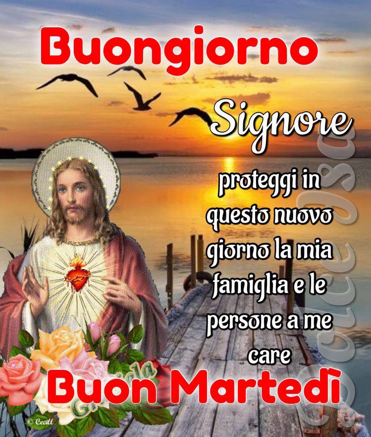 Buongiorno buon martedì. Signore proteggi in questo nuovo giorno la mia famiglia e le persone a me care