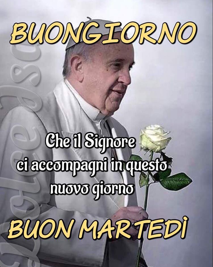 Buongiorno e Buon Martedì. Che il Signore ci accompagni in questo nuovo giorno - Papa Francesco