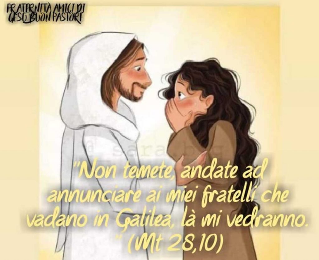 Non temete, andate ad annunciare ai miei fratelli che vadano in Galilea, là mi vedranno. (Matteo 28,10)