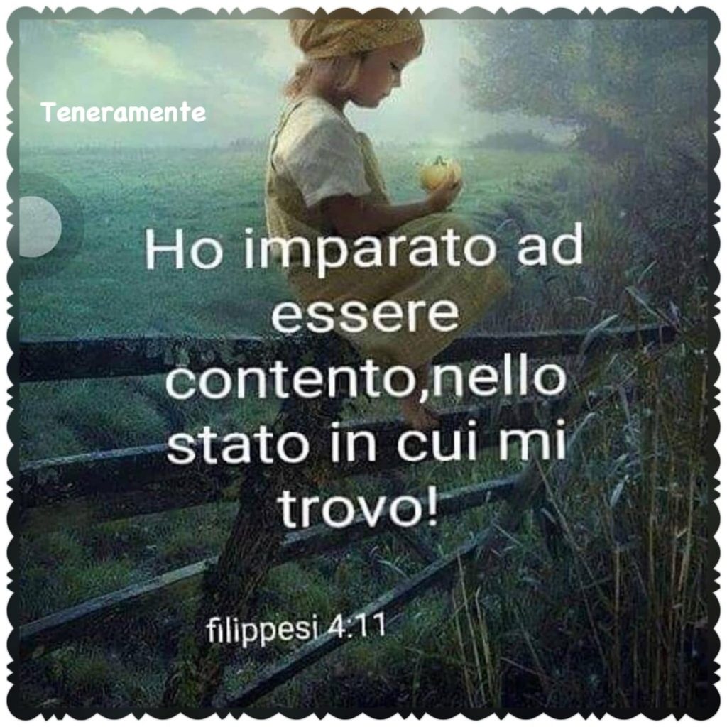 Ho imparato ad essere contento, nello stato in cui mi trovo! (Filippesi 4:11)