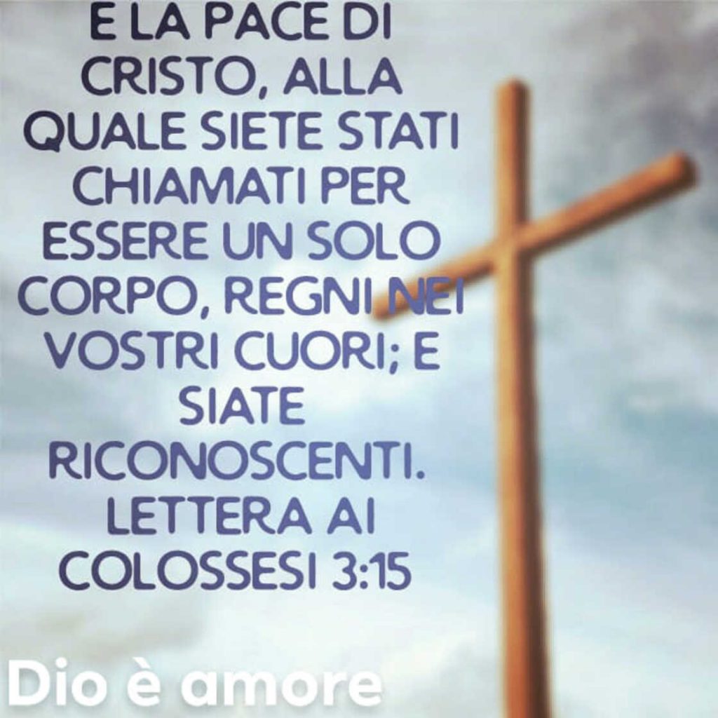 E la pace di Cristo, alla quale siete stati chiamati per essere un solo corpo, regni nei vostri cuori; e siate riconoscenti. (Lettera ai Colossesi 3:15)