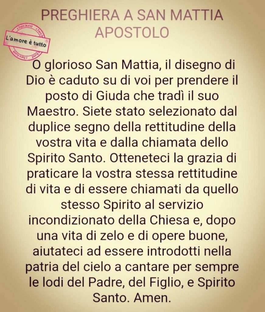 Preghiera a San Mattia Apostolo