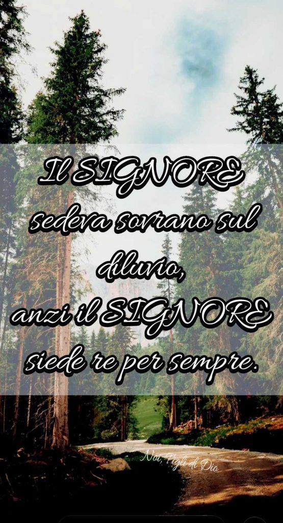 Il Signore sedeva sovrano sul diluvio, anzi il Signore siede Re per sempre.