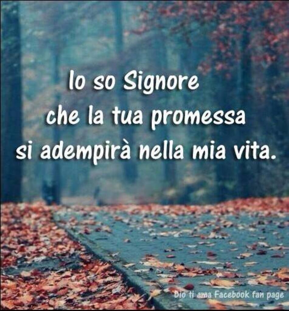 Il so Signore che la Tua promessa si adempirà nella mia vita.