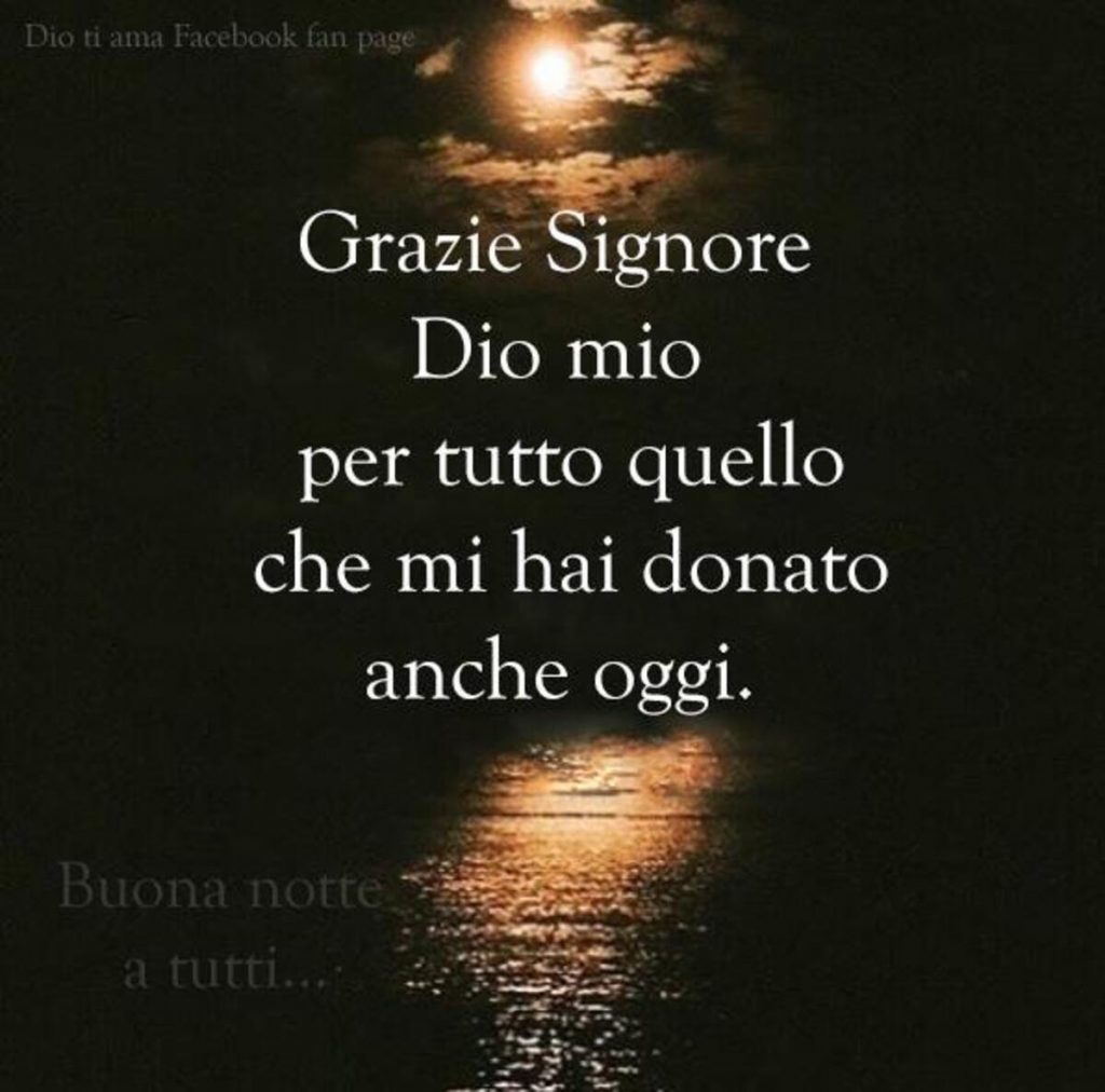 Grazie Signore Dio mio per tutto quello che mi hai donato anche oggi. Buona notte a tutti...